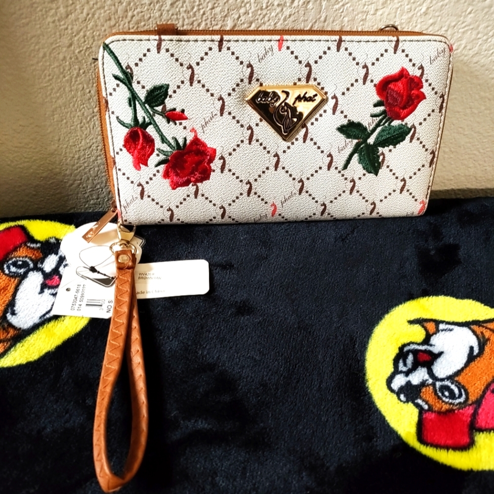 New Baby Phat wristlet With beautiful embroidered roses
